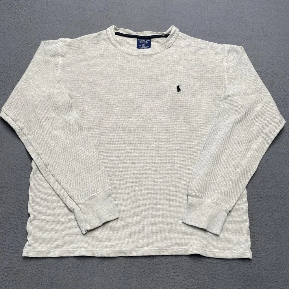Polo Ralph Lauren Sleepwear Shirt Mens Large Gray Waffle Crewneck Pajama Top - Picture 1 of 8